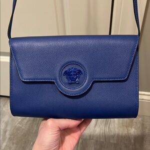 Versace Blue Leather Crossbody Bag